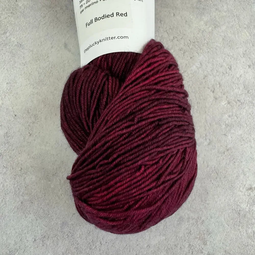 Destash Yarn Plucky Knitter Primo Fingering Weight Full Bodied Red Hand Dyed